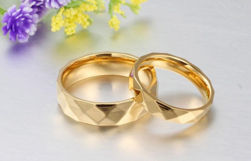 Fashion Ring Titanium Stainless Steel Gold Plated Faceted Couple Rings Personality Rings Titanium Steel Rings Wholesale SSR2011