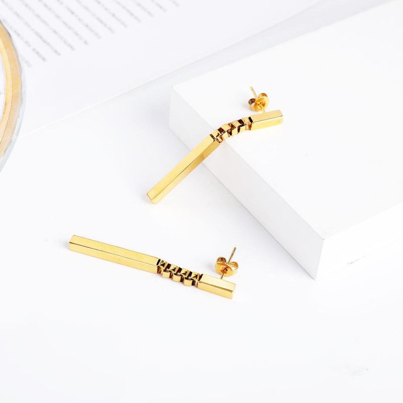 18K Gold Plated Stainless Steel Jewelry Long Tassels Dangle Drop Earrings