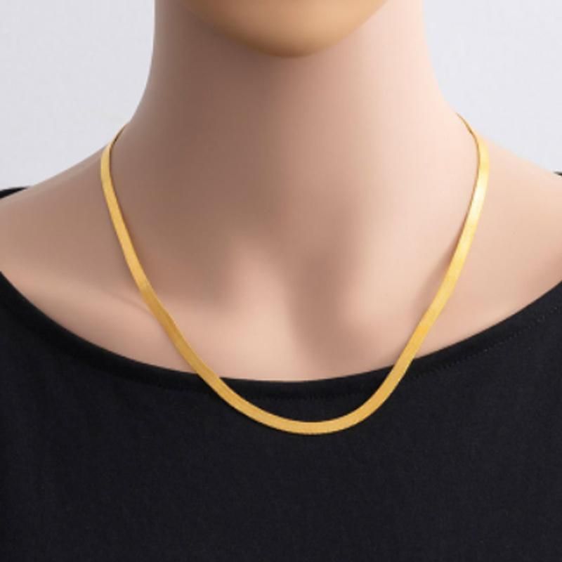 Plated Adjustable Herringbone Flat Snake Chain Necklace Fashion Jewelry