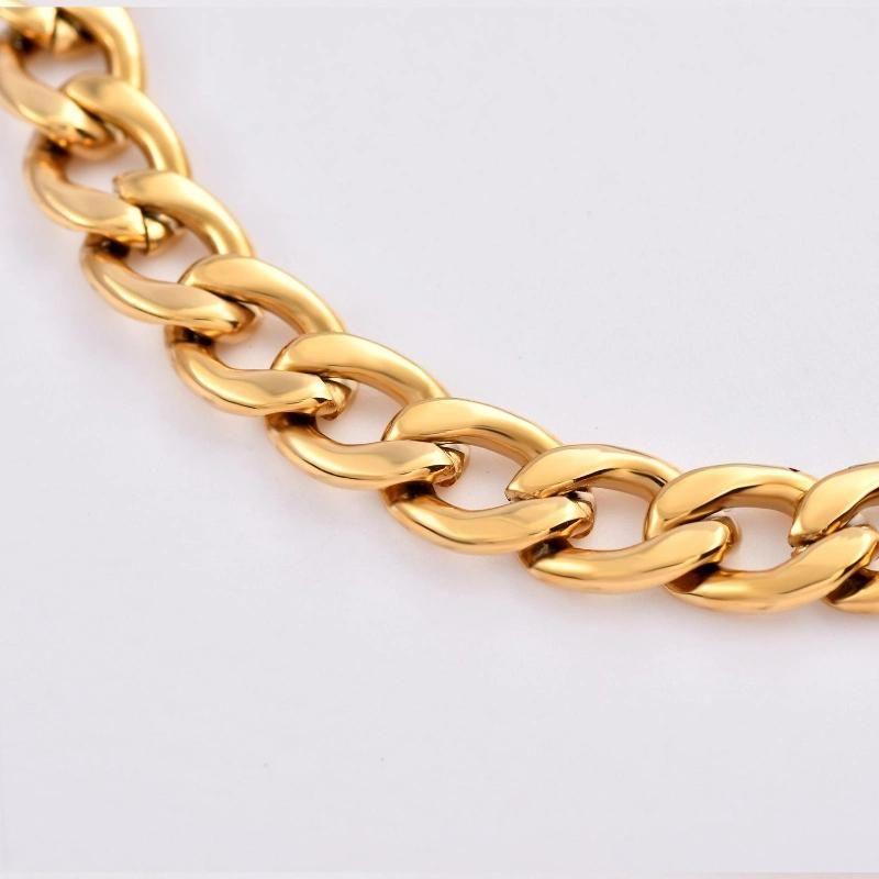 Fashion Jewelry 8inch 316L Stainless Steel Fine Jewellery Gold Plated Figaro Chain Bracelet