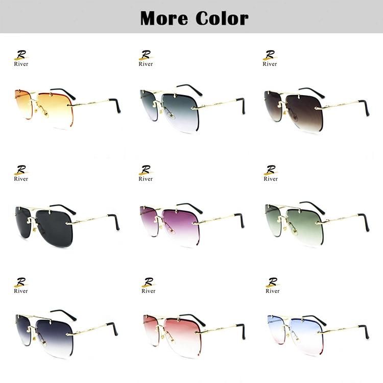 Amazon Hot Selling Stock Top Flat Frameless Women Sunglasses
