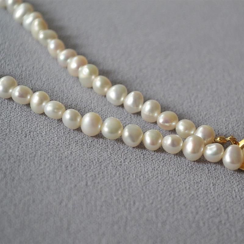 French Elegance Freshwater Irregular Baroque Pearl Short Ot Lock Necklace Choker