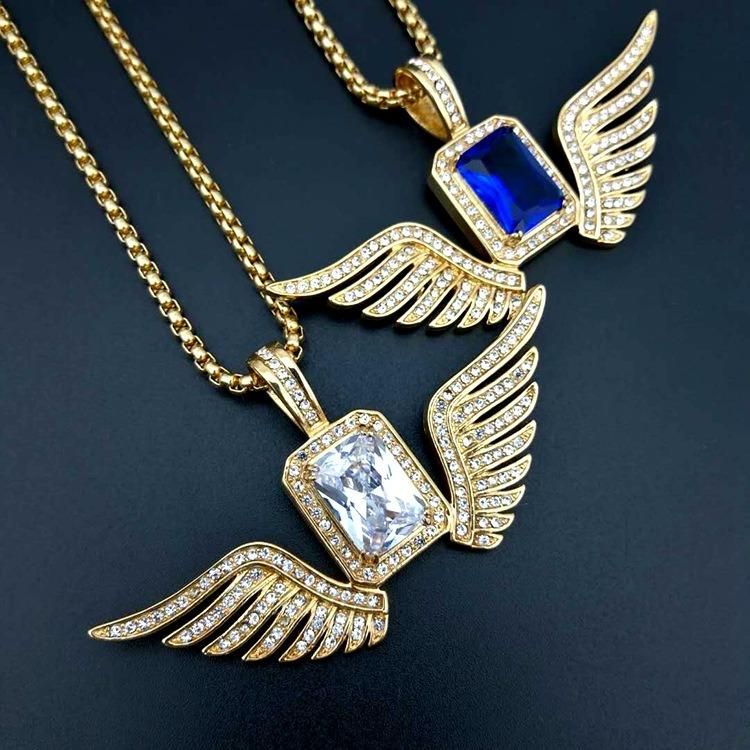 Wings Flying Luxury Full Drill Plated Titanium Steel Necklace