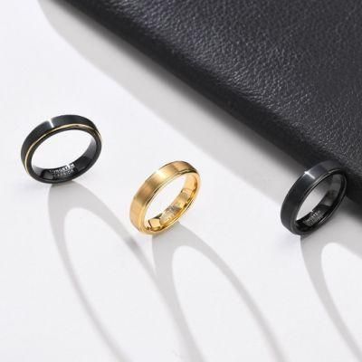 Tungsten Steel Ring Black Wholesale Men&prime; S Tungsten Steel 5mm Black/Gold Ring