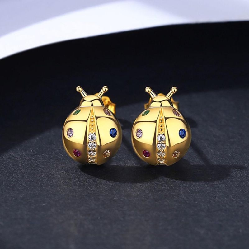 Fashion Accessories Golden Cute Colorful Ladybug Jewelry Earrings