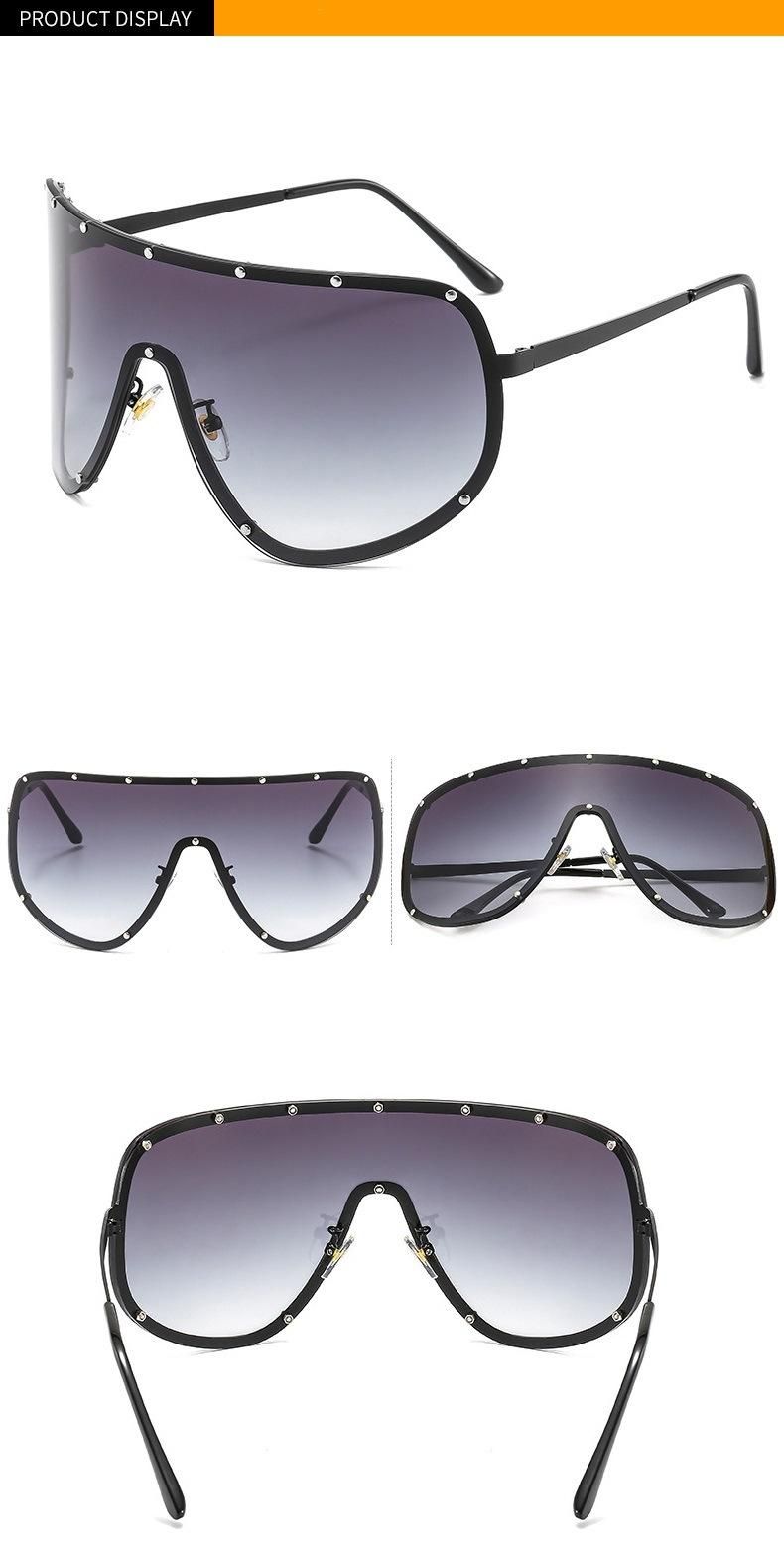 Large Frame Metal Sunglasses for Men and Women with Wind and Sand UV400 One-Piece Sunglasses
