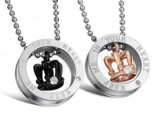 New Hot Sale Wholesale Specials Europe and Korea Ornaments Fashion Jewelry Crown Couple Pendants Necklaces for Lovers