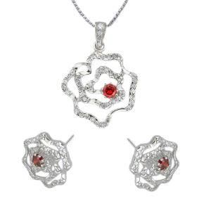 925 Sterling Silver Rose Jewelry Set 710030 Weight 6.5g