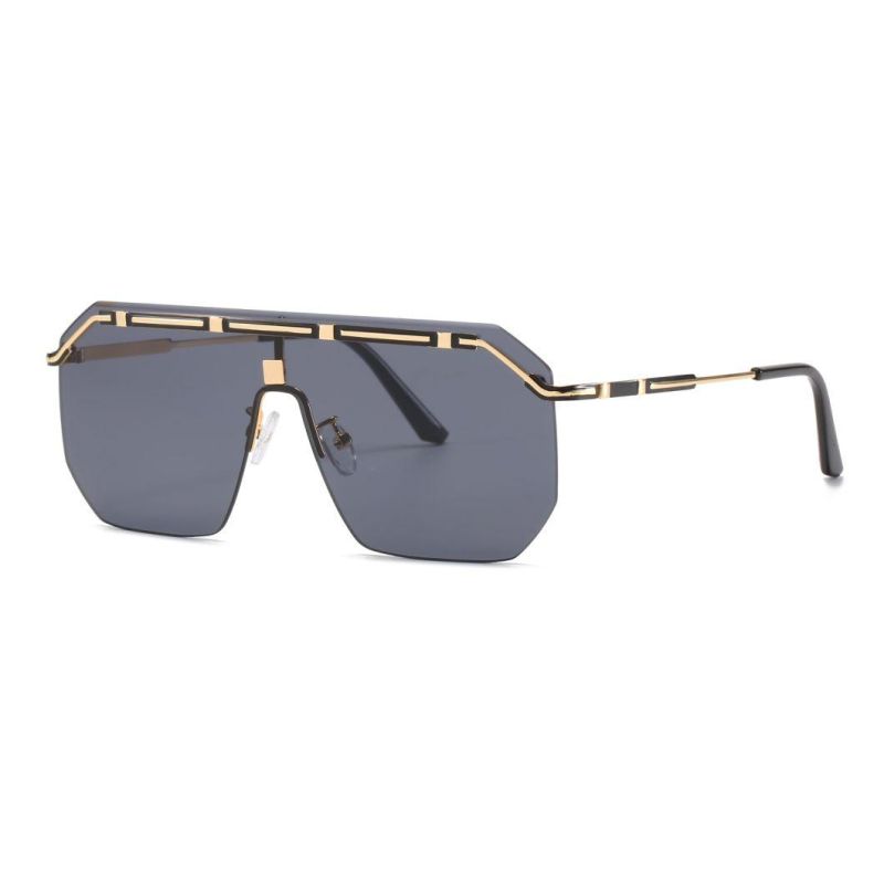 2020 No MOQ Fashion One Piece Oversize Metal Sunglasses