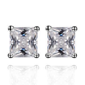 925 Sterling Silver Princess Cut CZ Stone Earring Jewellery