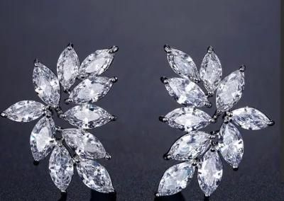 Wedding Bridal Pear CZ Earring, Rose Gold Earring, Wedding Jewelry, Bridal Jewelry
