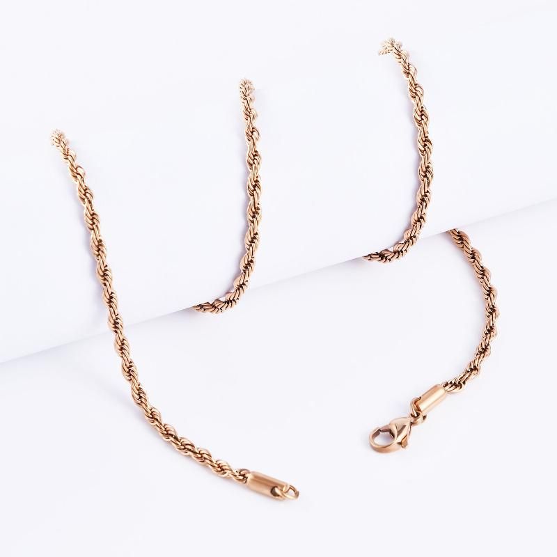 Fashion Jewel Gold Plated Stainless Steel OEM Clasp Necklace Anklet Bracelet Rope Chain Jewelry Handcraft Design