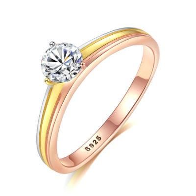 Gold Ring for Engagement with Moissanite Diamond