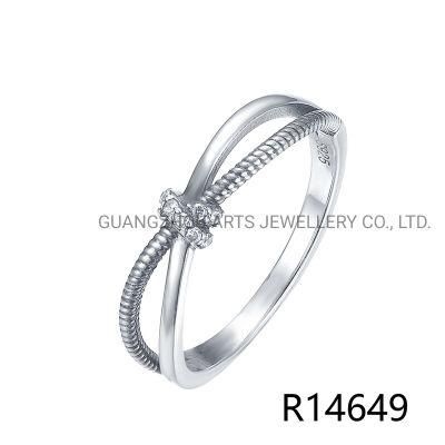 925 Sterling Silver Fashion Cross Sparkling Clear CZ Finger Ring