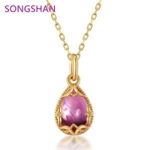 Water Drop Ruby and Crystal Pendant Necklace S925 Sterling Silver Gold Plated Jewelry