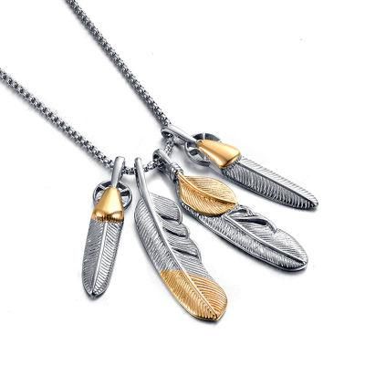 Stainless Steel Feather Necklace Titanium Steel Personality Fashion Feather Pendant Necklace