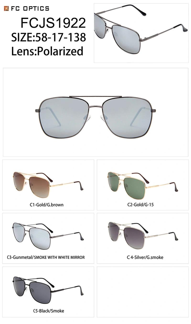 Metal Full Rim Frame Double Bridges Retro Low MOQ Polarized Fishing Wholesale Sun Glasses Sunglasses