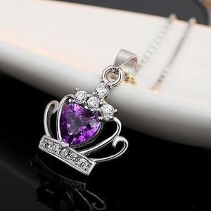 925 Silver Crown Pendants Necklace with Gemstone Wholesale Jewelry