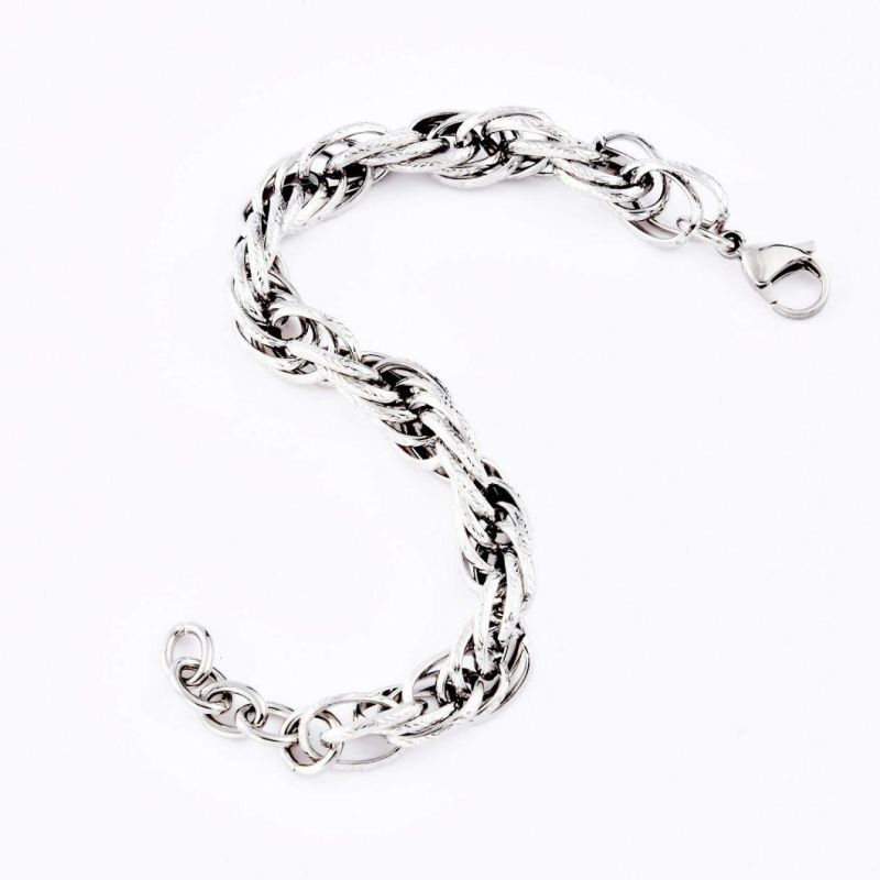 Hip-Hop 316 Stainless Steel Sliver Gold Plated Fashion Jewellery Titanium Steel Link Chain Men′s Bracelet