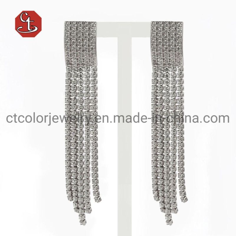 High Quality Newest Design 925 Silver AAA CZ Tassel Style Earring