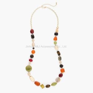 Long Multi-Colored Beads Imitation Gems Female Handmade Chain Necklace Factory Wholesale
