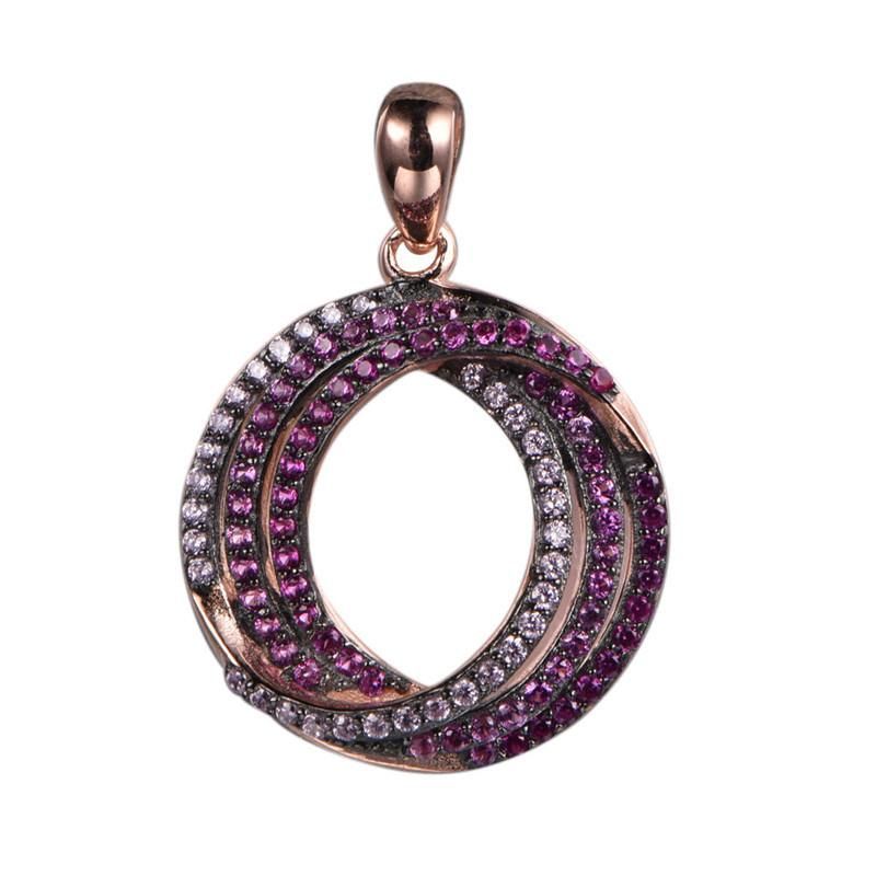 UPS and Downs Round Shaped Pave Setting Fashion Silver Pendant