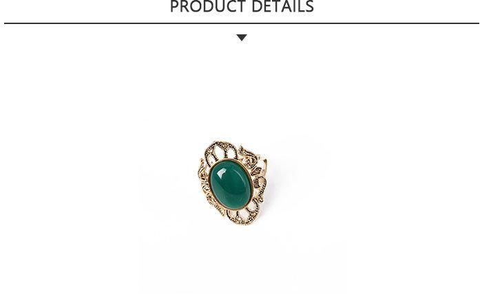 Unique Fashion Jewelry Gold Plating Ring with Dark Green Rhinestone