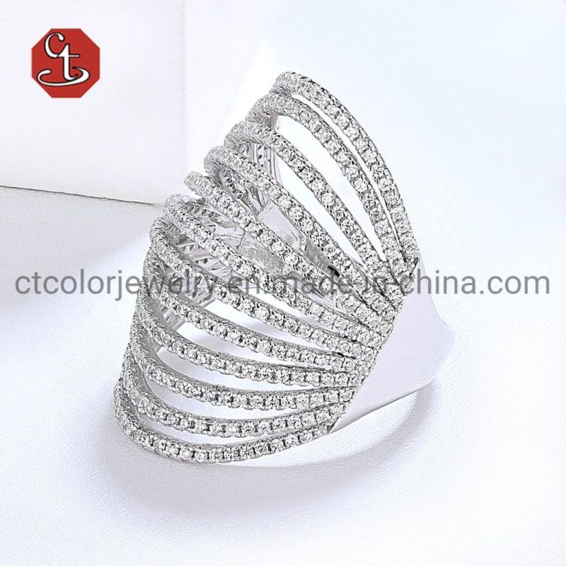 Fashion Multi-layer Silver Ring Pave Setting