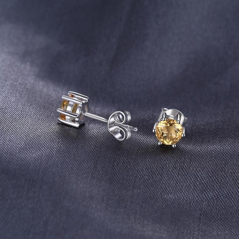 Fine Jewellery Gemstone Citrine Women Stud Earring 925 Sterling Silver Jewelry