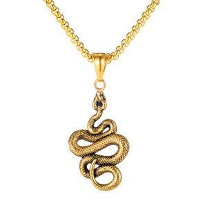 Gold Plated Stainless Steel Snake Pendant Necklace