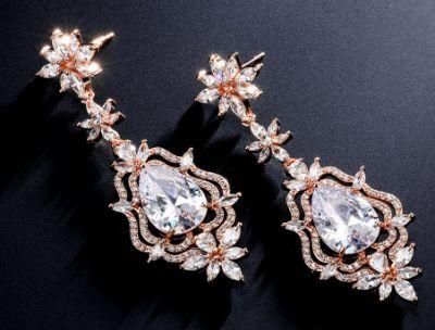 Bridal Dangle CZ Earring for Brides. Luxury CZ Earring