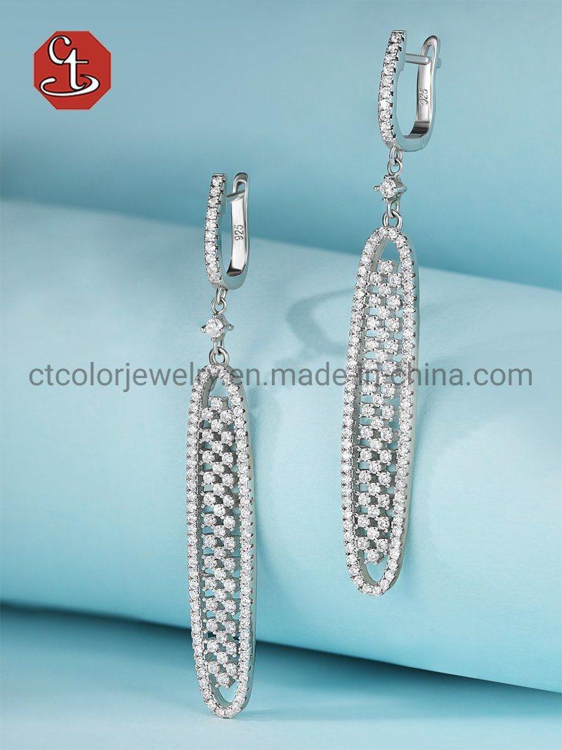 Fashion Imitation Jewelry Long AAA+ CZ Earring pave Micro Setting Earring
