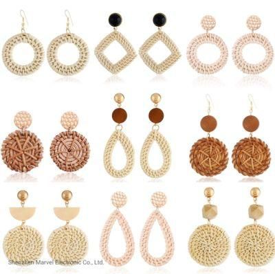 Bohemia Rattan Straw Wicker Braid Fashion Jewelry Handmade Earrings