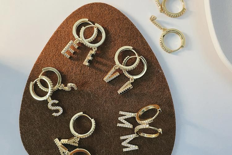 Simple Zircon Earring Letter Earrings Simple Zircon Earring Letter Earrings