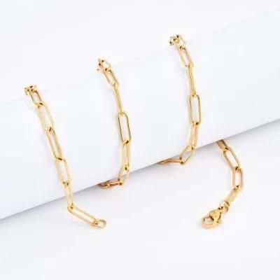Factory Supplier Fashion Gold Plated Stainless Steel Long Flat Cable Chain Jewelry Accessories for Anklet Bracelet Necklace Jewellery Making