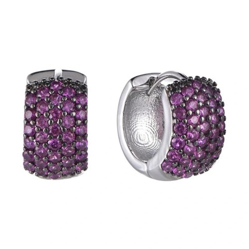 925 Silver CZ Hoop Earring with Gold Plating