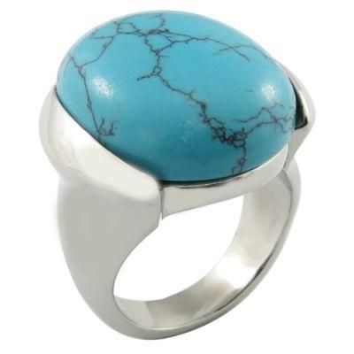 Egg Oval White Stone Steel Mens Jewellery