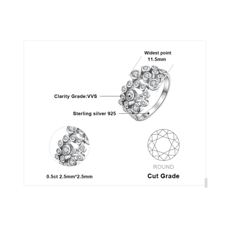 925 Sterling Silver Cubic Zirconia Bubble Ring Fashion Jewelry for Women Wholesale