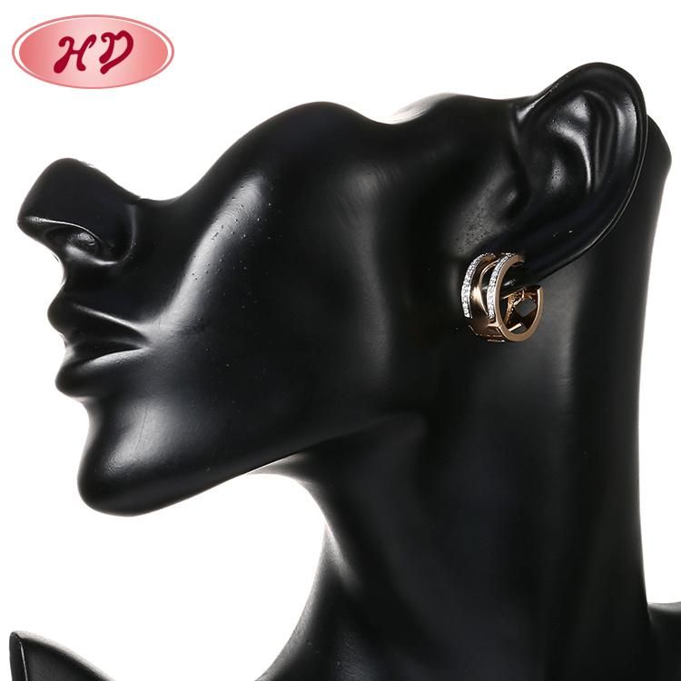 Women Costume Imitation Fashion 14K 18K Gold Plated Jewelry with CZ Pearl Huggie Hoop Earring