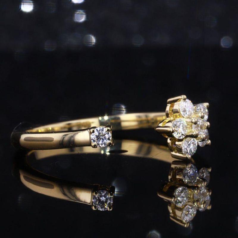 Lovely Design Women Yellow Color Jewelry Gold Plated Moissanite Ring