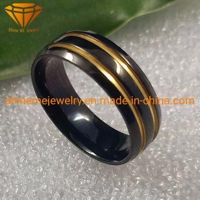 Pure Titanium Jewelry Tungsten Rings Between Black and Gold Plating Titanium Wedding Ring Tr1931