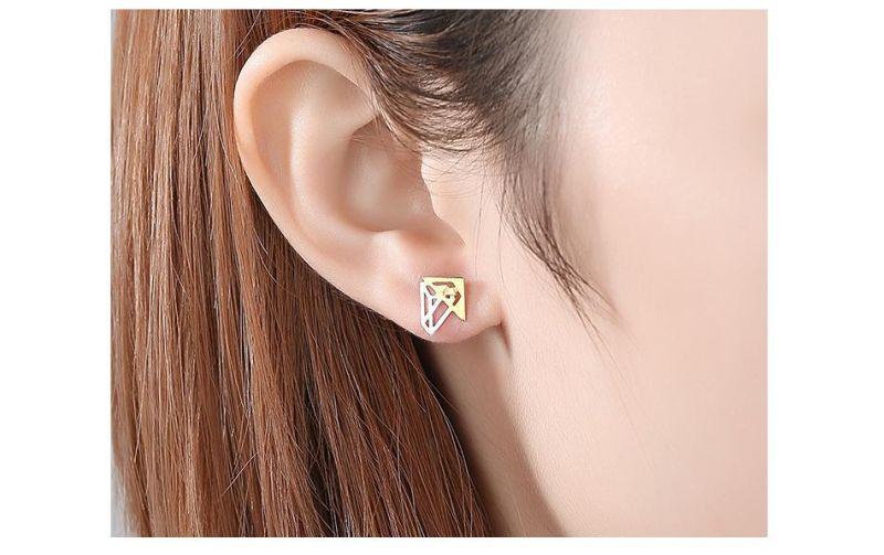 Irregular Shape Stitching Built-in Hypoallergenic Ear Studs