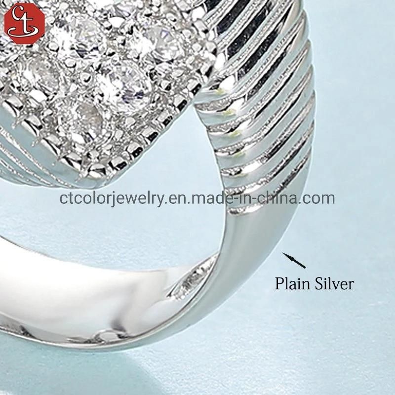 Private Custom Fashion Jewelry Plain Silver White CZ Ring for Women