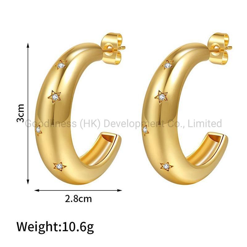 New Hot Selling Star Pattern C Type Earrings Jewelry