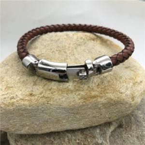 Vintage Monogram Brown Leather Rope Woven ID Bracelet with Buckle