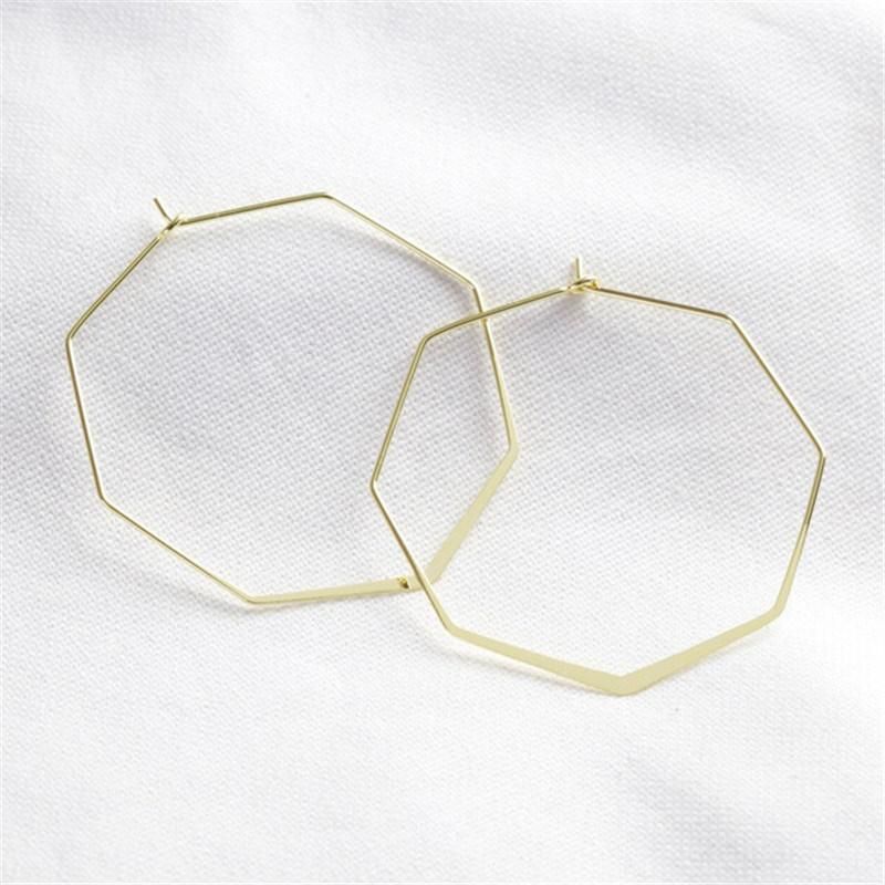 Fashion Delicate Octagonal Hoop Earrings in Rose Gold Gold Silver