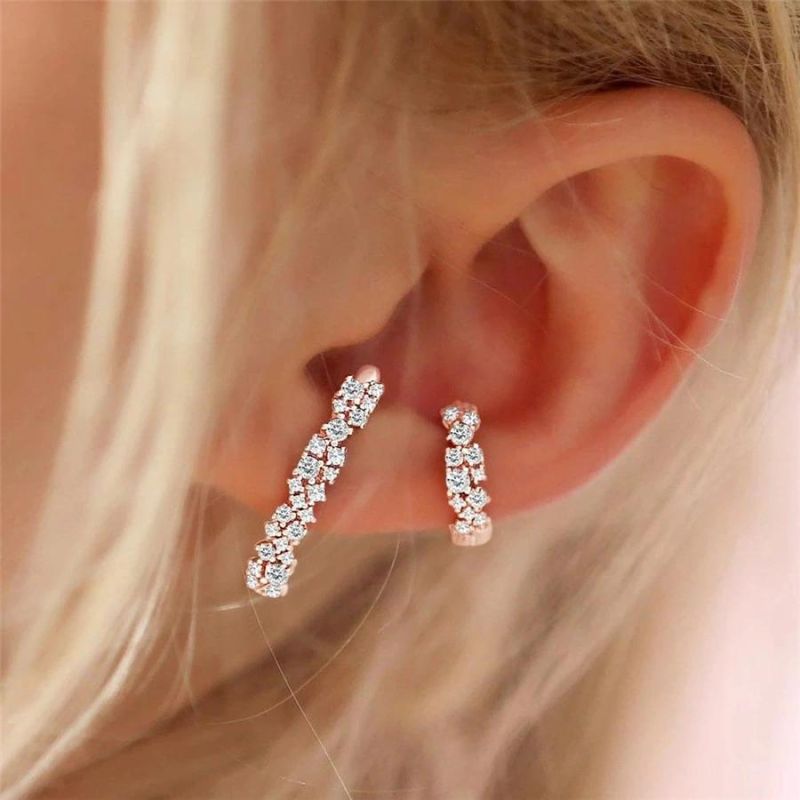 Medium Hoop and Bar Earring Set with Cubic Zircon Fashion Earrings