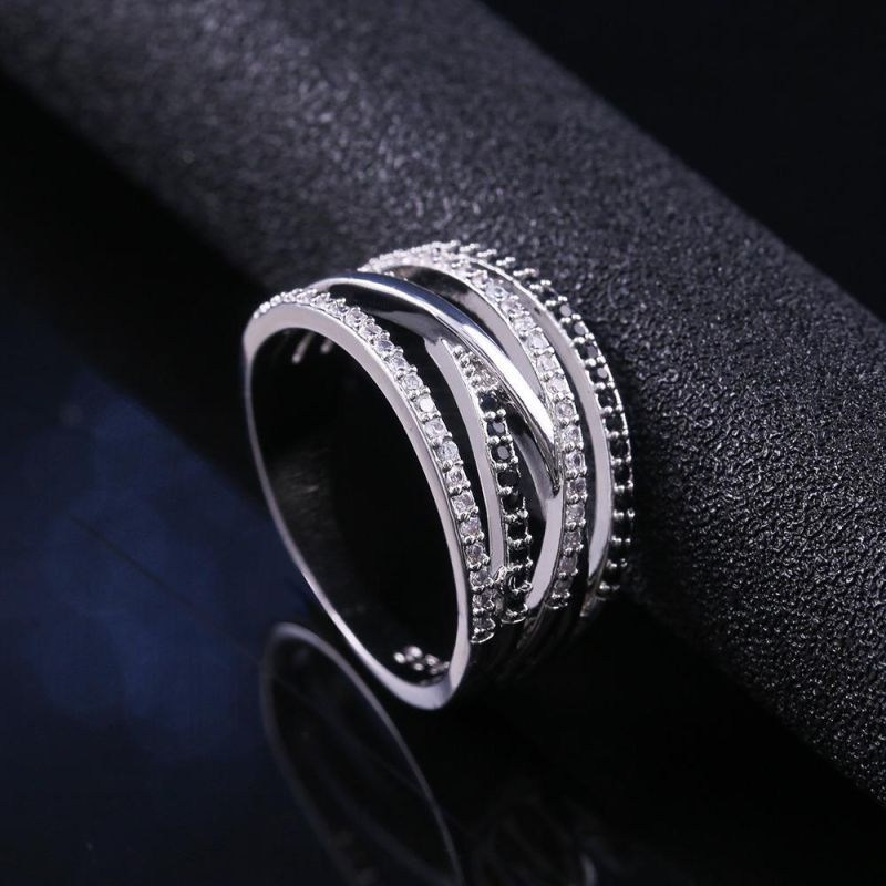 Wedding Love Diamond Copper Ring Splicing Multi-Layers Cubic Zirconia Rings Couple Gift Iced out Rings