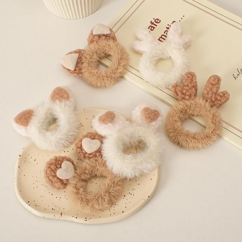 Cute Plush Three-Dimensional Love Cat Ears Small Deer Antler Rubber Band Japanese Milk Cute Fun Hair Bands