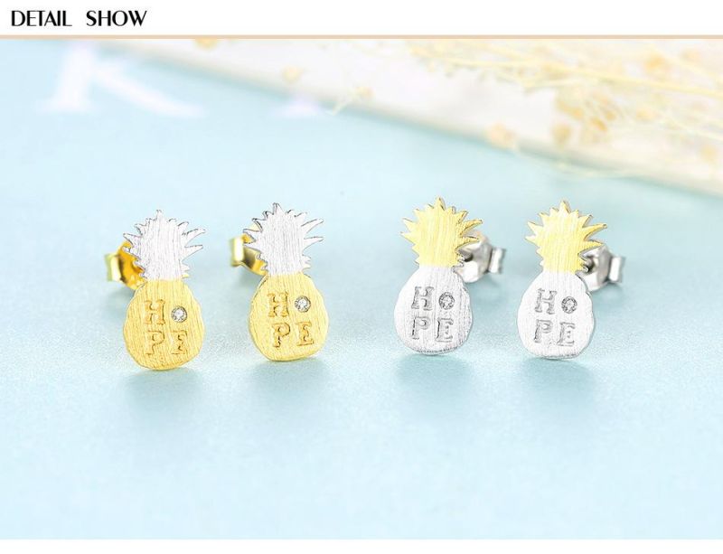 Fashion Jewelry Earrings Silver Pineapple Piercing Accessories Ear Studs